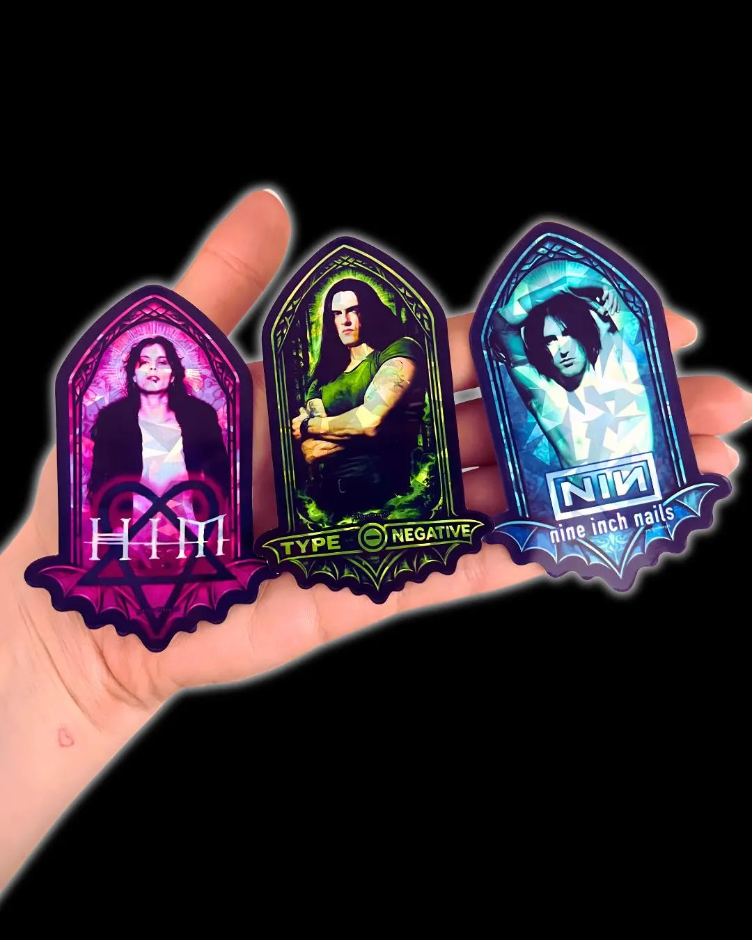 Goth Metal Stained Glass Stickers | HIM,  Type O Negative, Nine Inch Nails